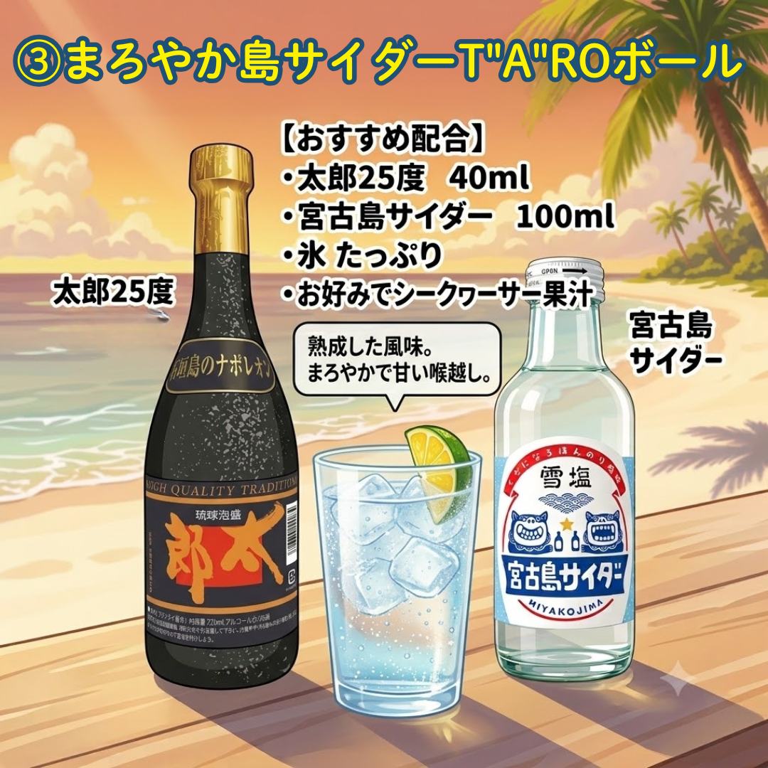 「池間酒造の泡盛と宮古島サイダーでつくる 爽快な「ご当地Aボール」！のご紹介③