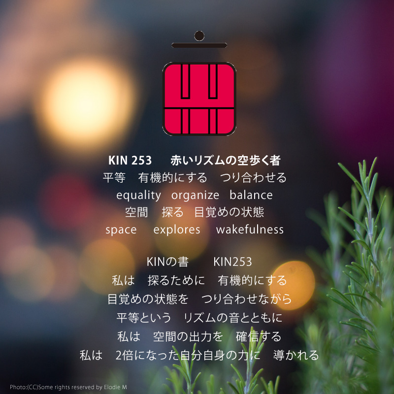 白い磁気の魔法使いの年　太陽の月16日　KIN253赤いリズムの空歩く者の日