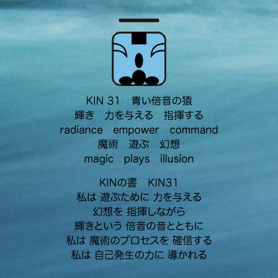 白い磁気の魔法使いの年　惑星の月26日　KIN31青い倍音の猿の日