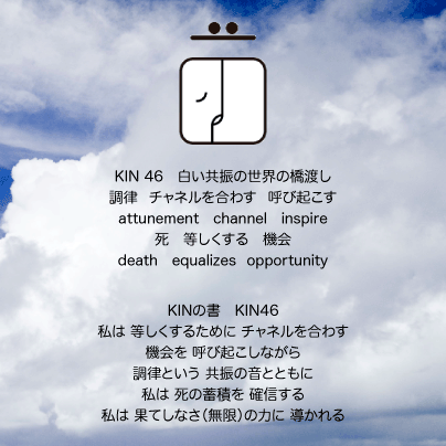 白い磁気の魔法使いの年　スペクトルの月13日　KIN46白い共振の世界の橋渡しの日