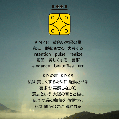 白い磁気の魔法使いの年　スペクトルの月15日　KIN48黄色い太陽の星の日