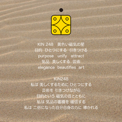 白い磁気の魔法使いの年　太陽の月11日　KIN248黄色い磁気の星の日