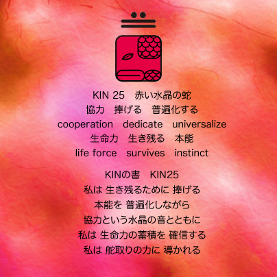 白い磁気の魔法使いの年　惑星の月20日　KIN25赤い水晶の蛇の日