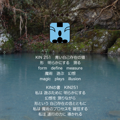 白い磁気の魔法使いの年　太陽の月14日　KIN251青い自己存在の猿の日