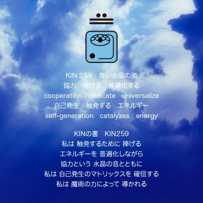 白い磁気の魔法使いの年　太陽の月22日　KIN259青い水晶の嵐の日