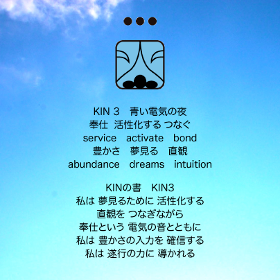 白い磁気の魔法使いの年　太陽の月26日　KIN3青い電気の夜の日