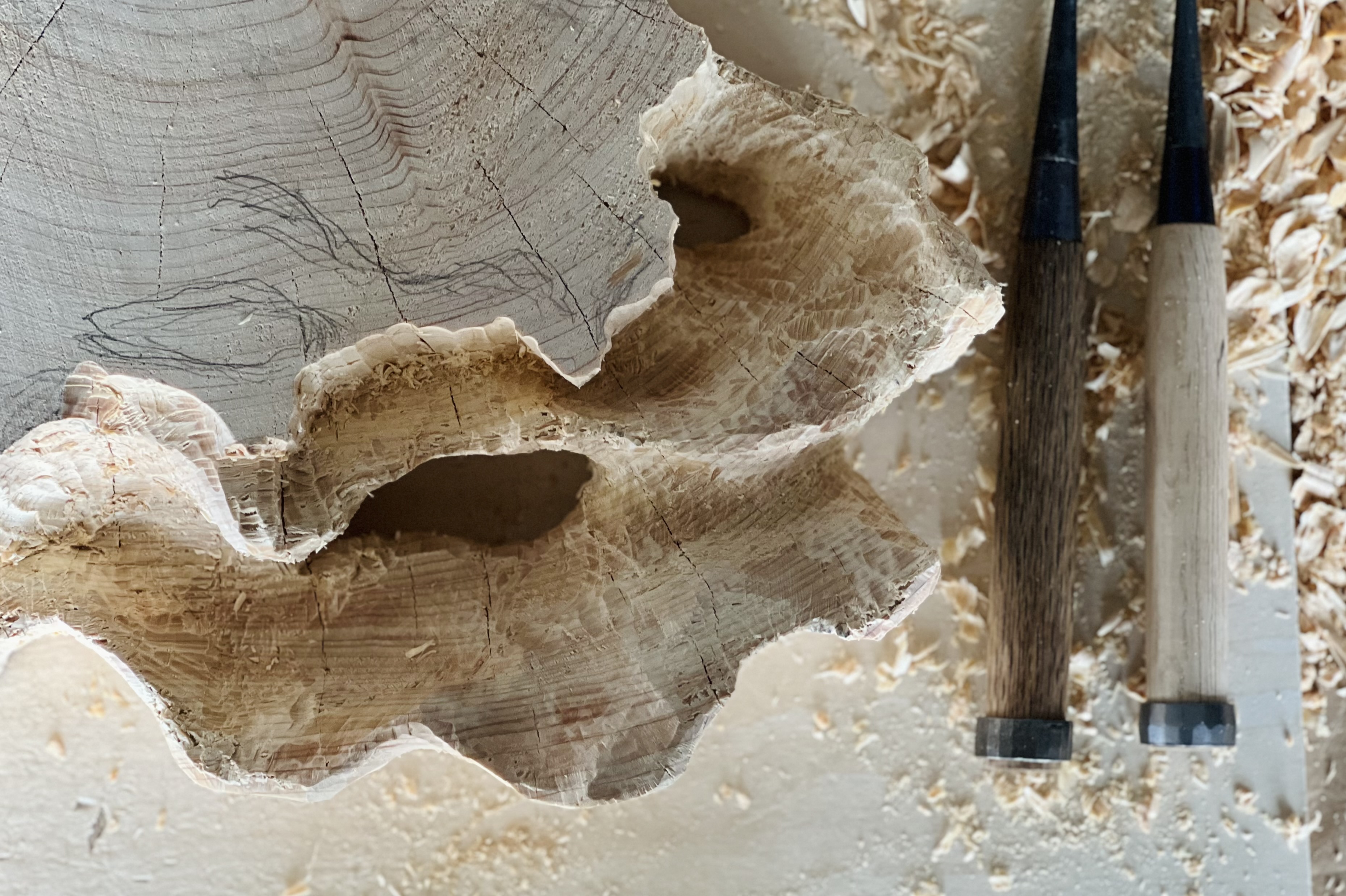 Carving the second hole