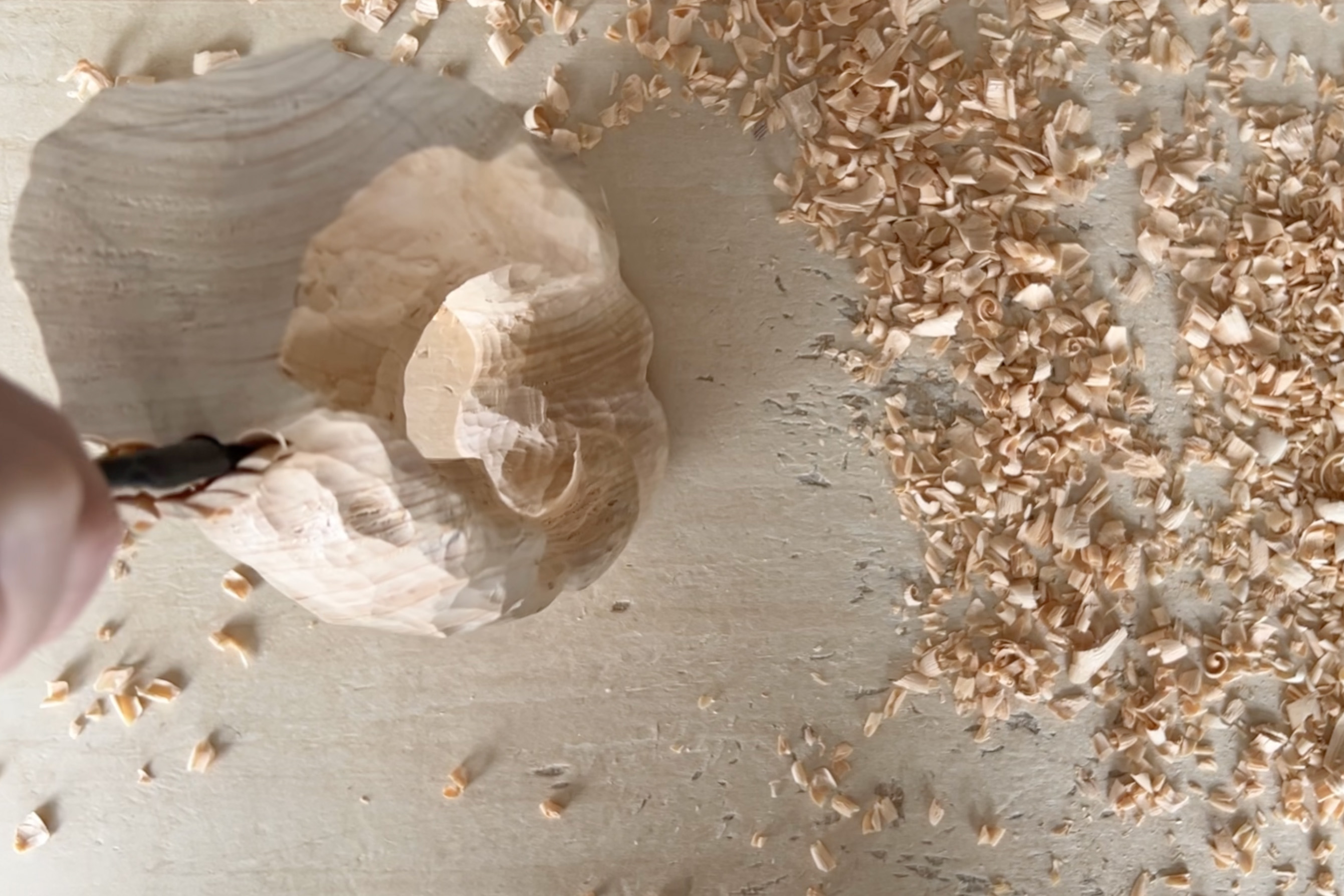 The upper part is hard and difficult to carve