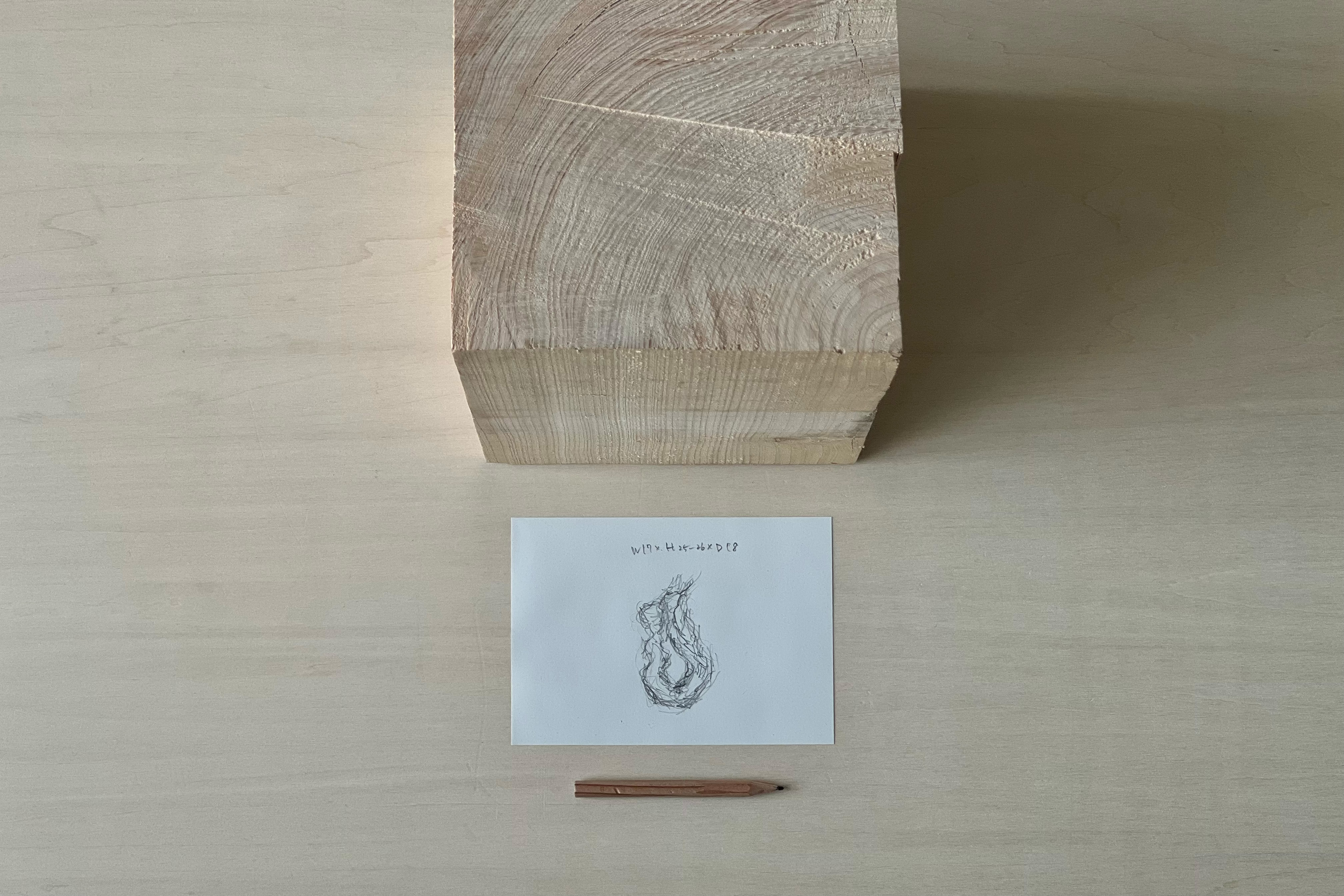 Cypress wood with a large arc-shaped crack