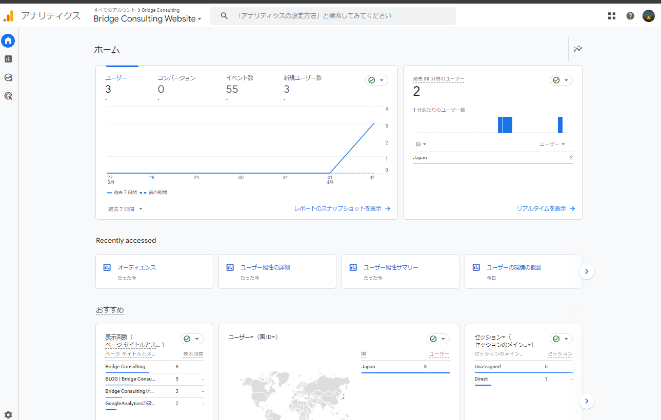 Google Analytics登録完了