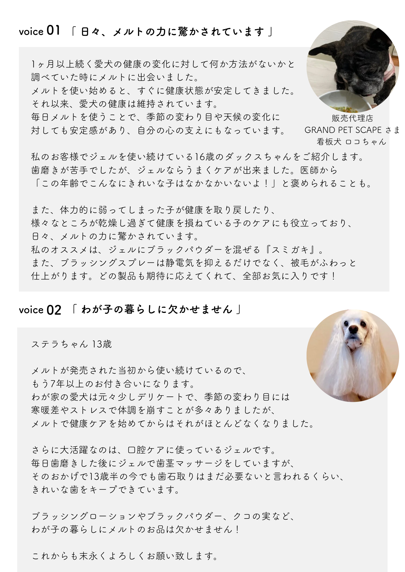 お客様からのお声