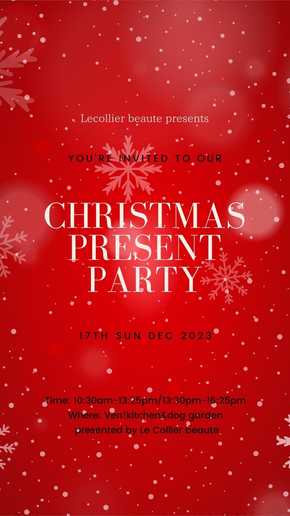 「Christmas present party 」開催のお知らせ