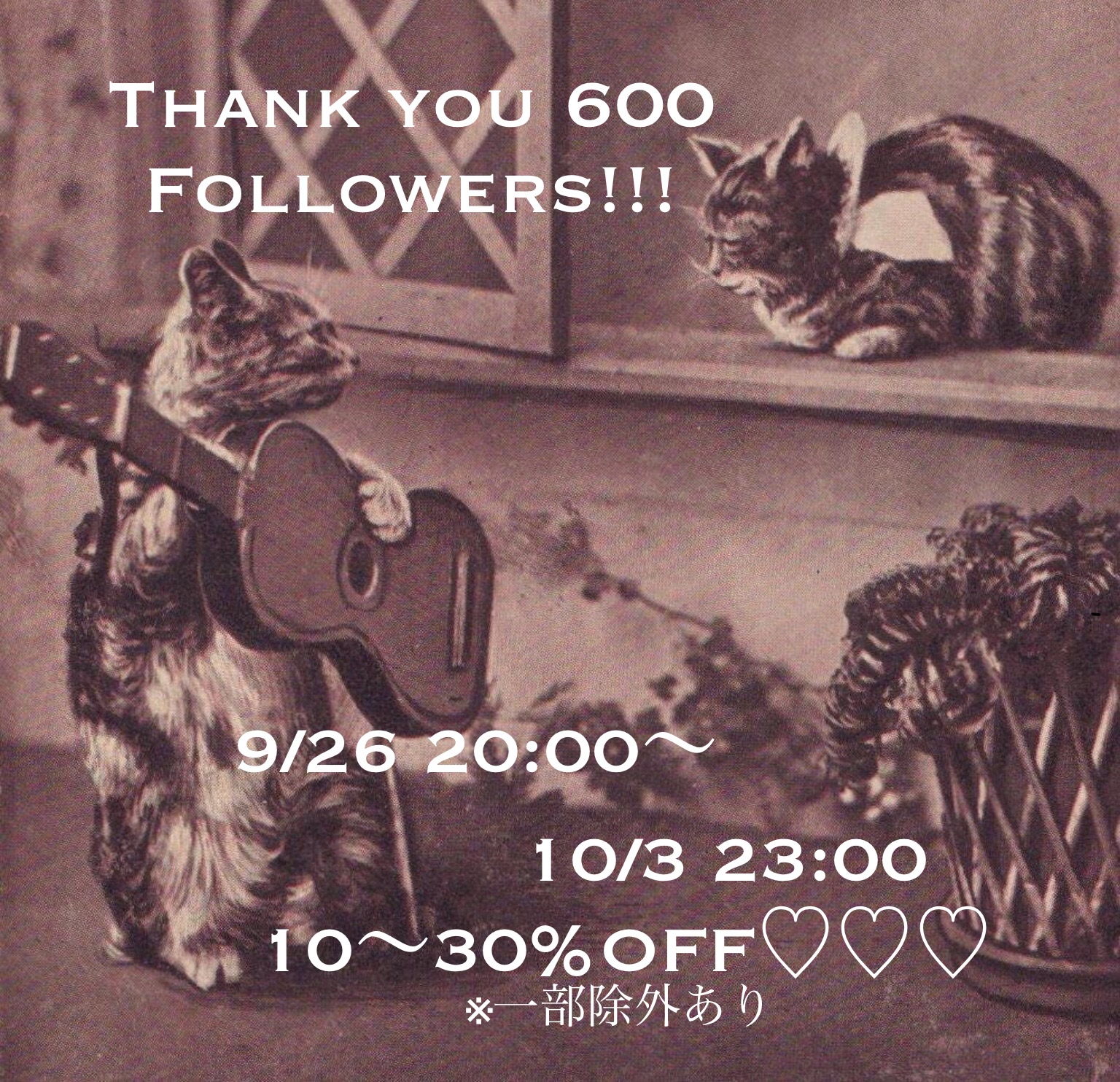 9/26 20:00〜 フォロワー様600名記念SALEのお知らせ♡