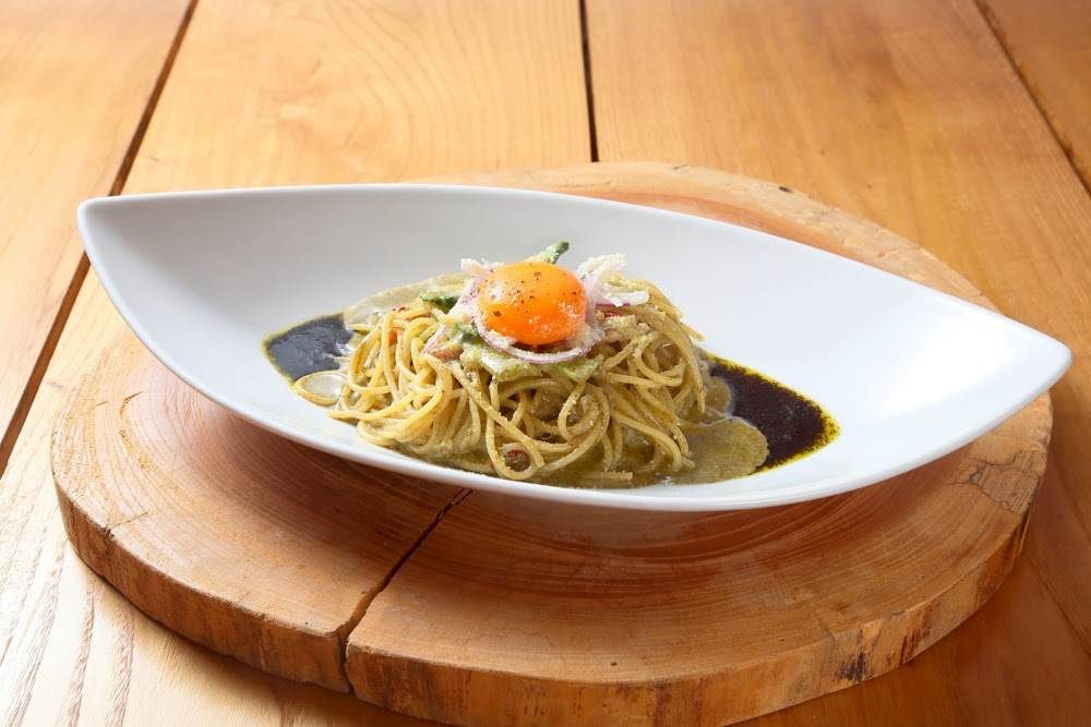 のりだれ釜玉パスタ