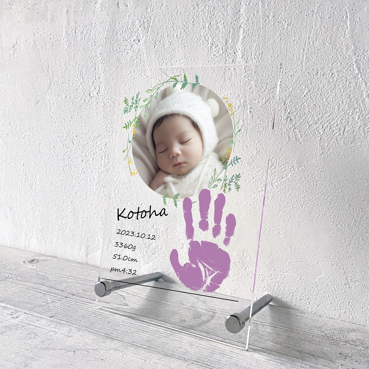 写真付♡手形アクリルフォトスタンド♡mimosa