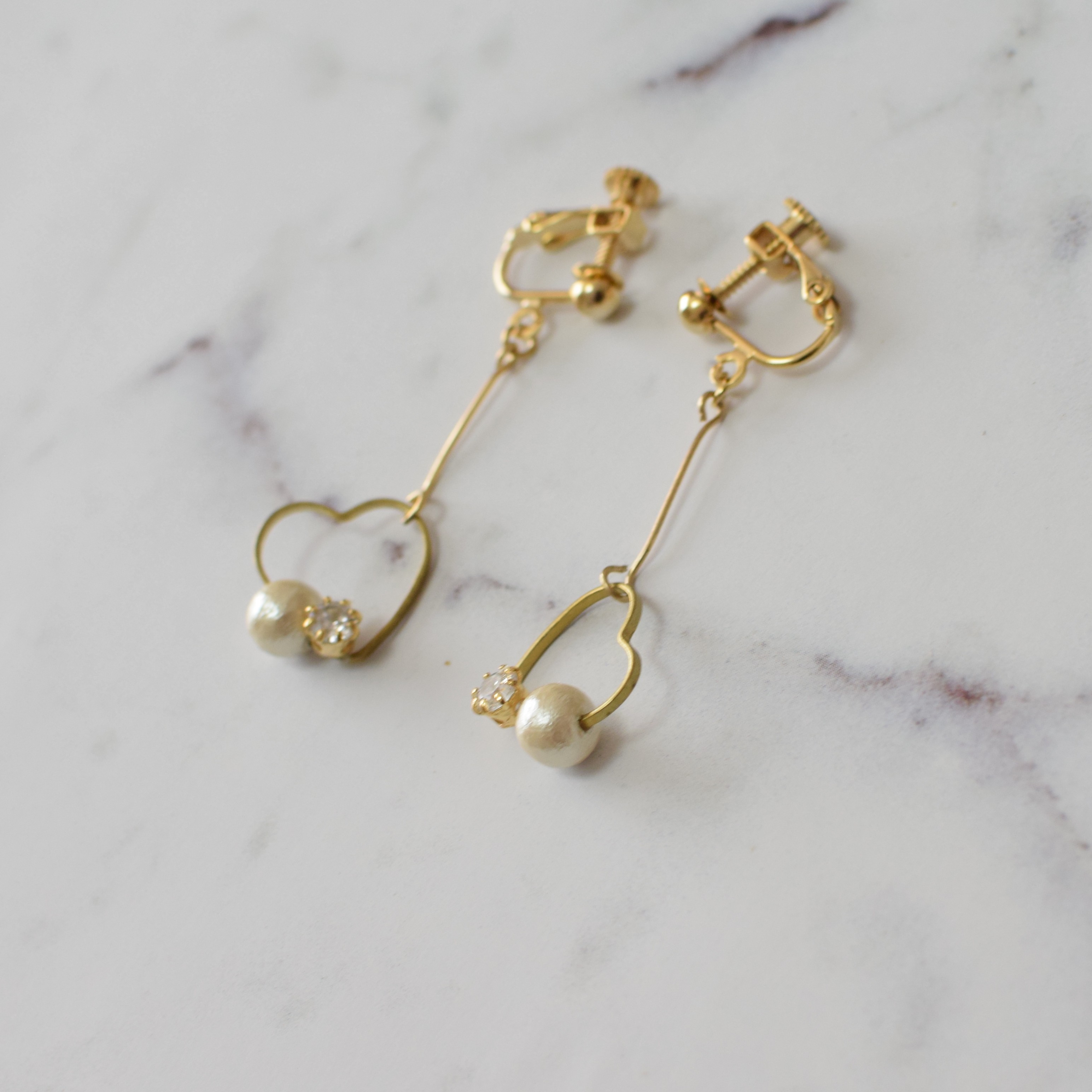 ワイヤーハートのロングイヤリングを作りたいと思います!