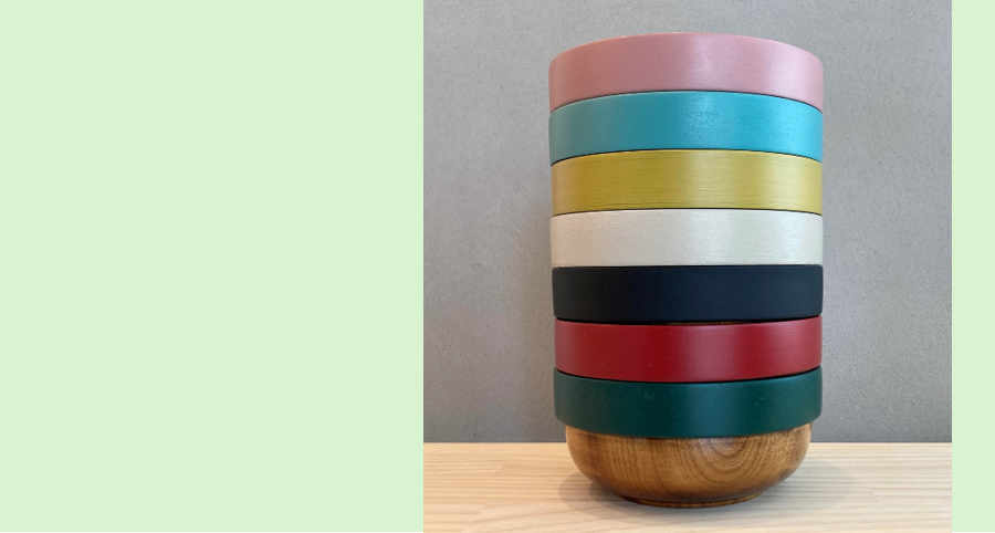 カポン。ぴったり重ねられる漆器のボウル。