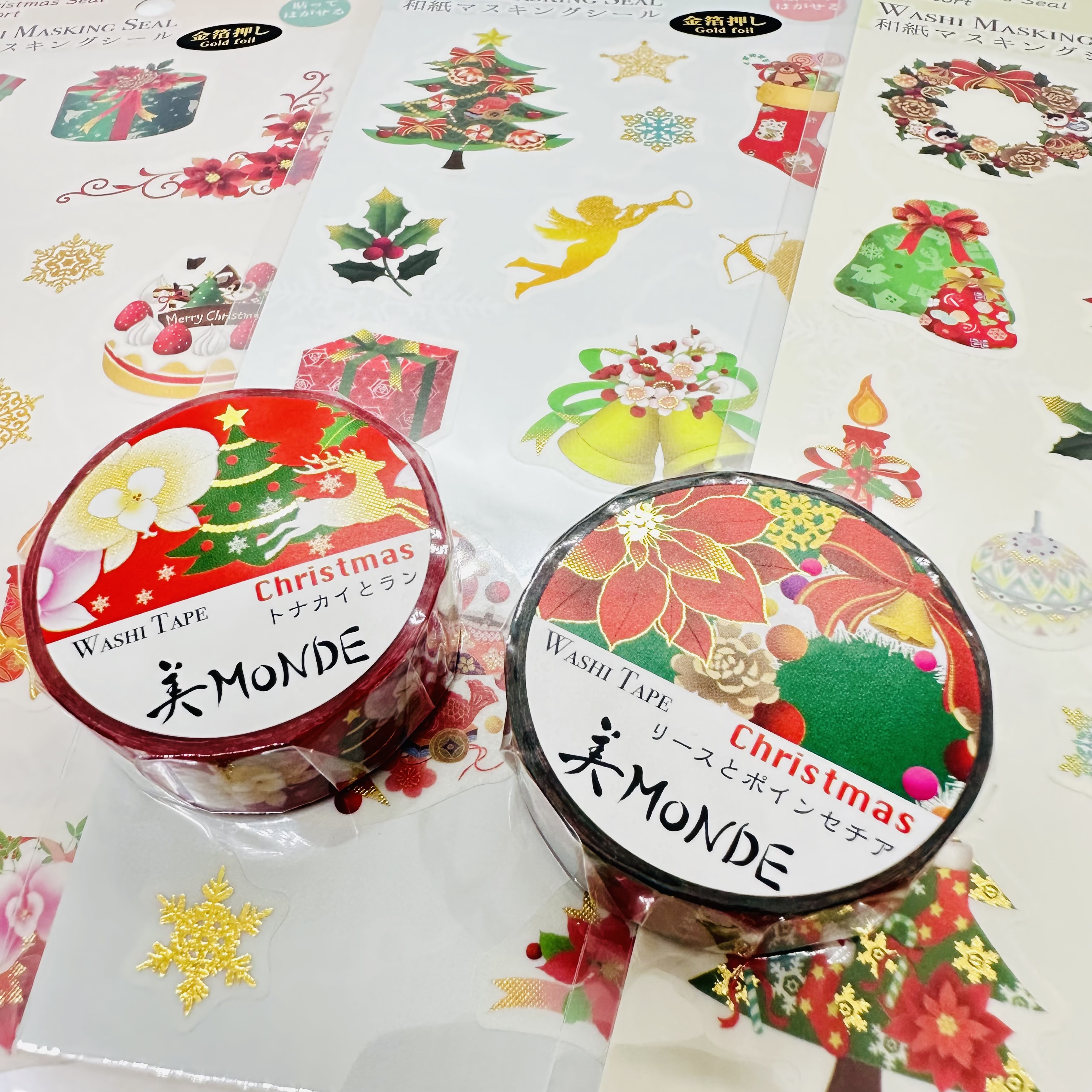 カミイソの美MONDEシリーズのマスキングテープ、シール、販売中です🎄🎅✨