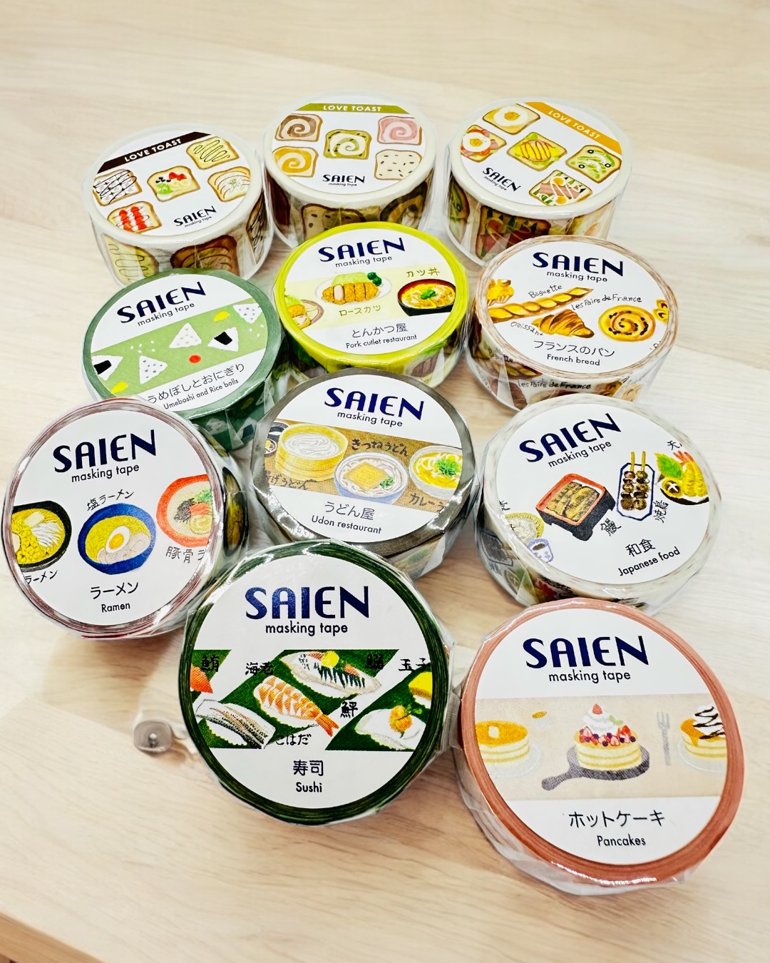 SAIEN（カミイソ産商）のマスキングテープ、販売中です🍣🍙🥐🍜✨