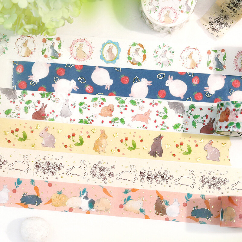 BGM「うさぎの国」シリーズ  箔押しマスキングテープ、販売中です🐇