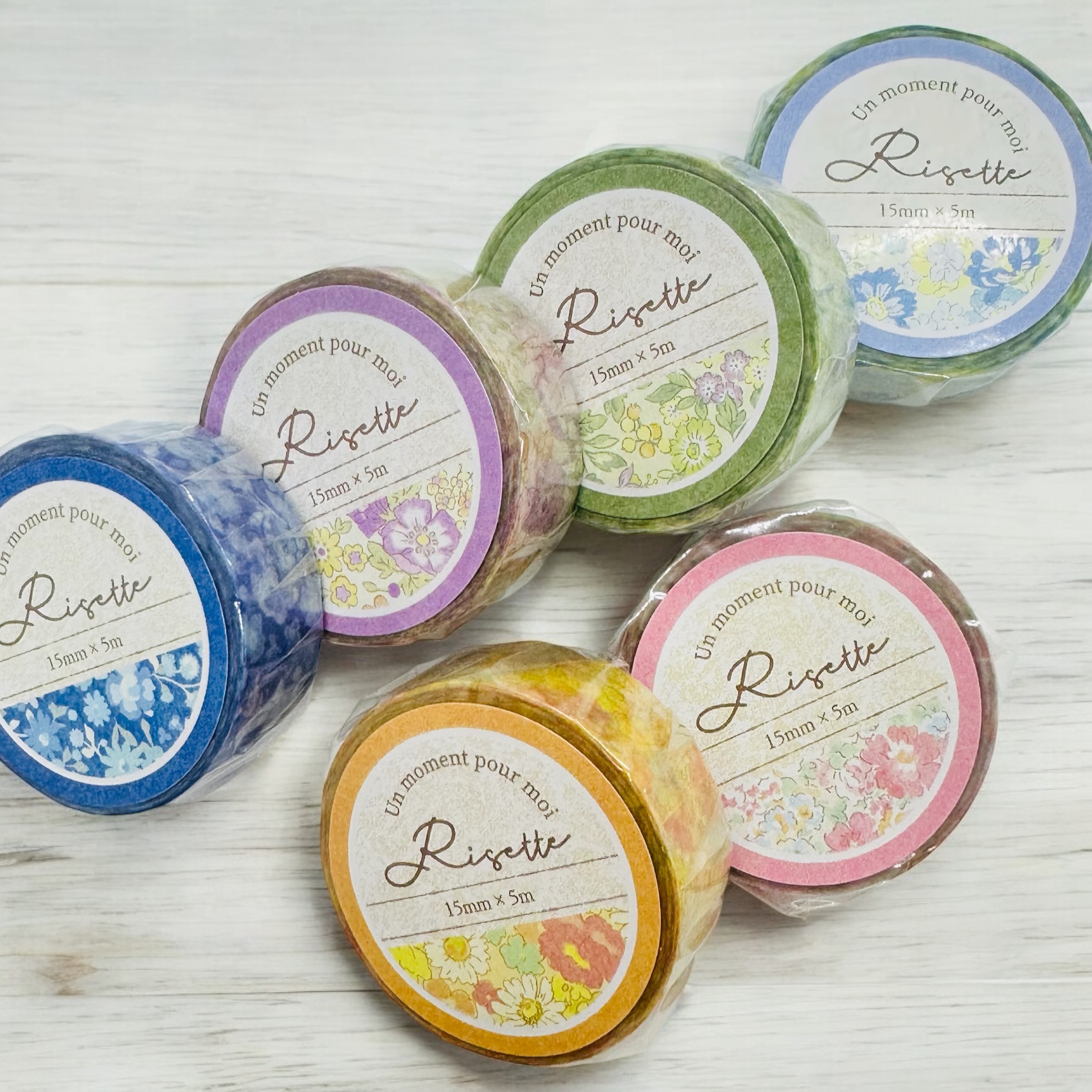 エヌビー社の「Risette-リゼット-」シリーズのマスキングテープ、販売中です🌸✨