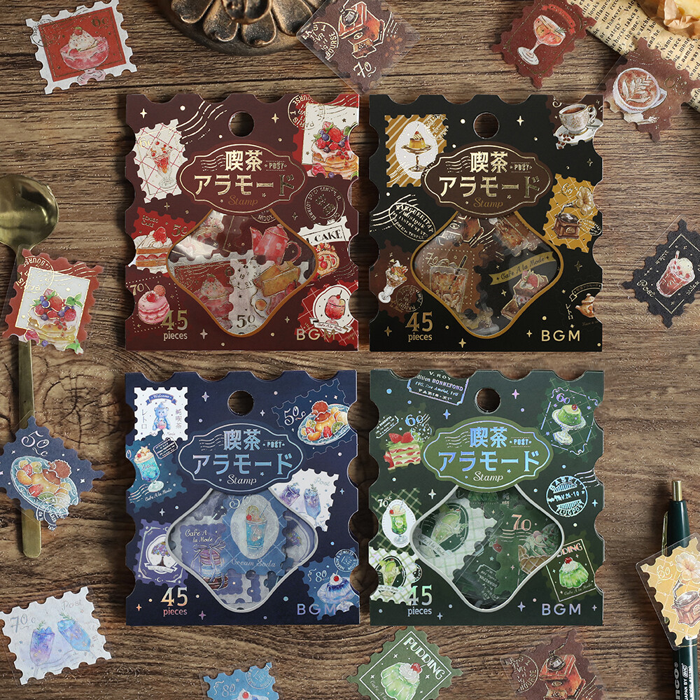 BGMの新作「喫茶アラモード・郵便局」シリーズのフレークシール全４種類、入荷しました✨