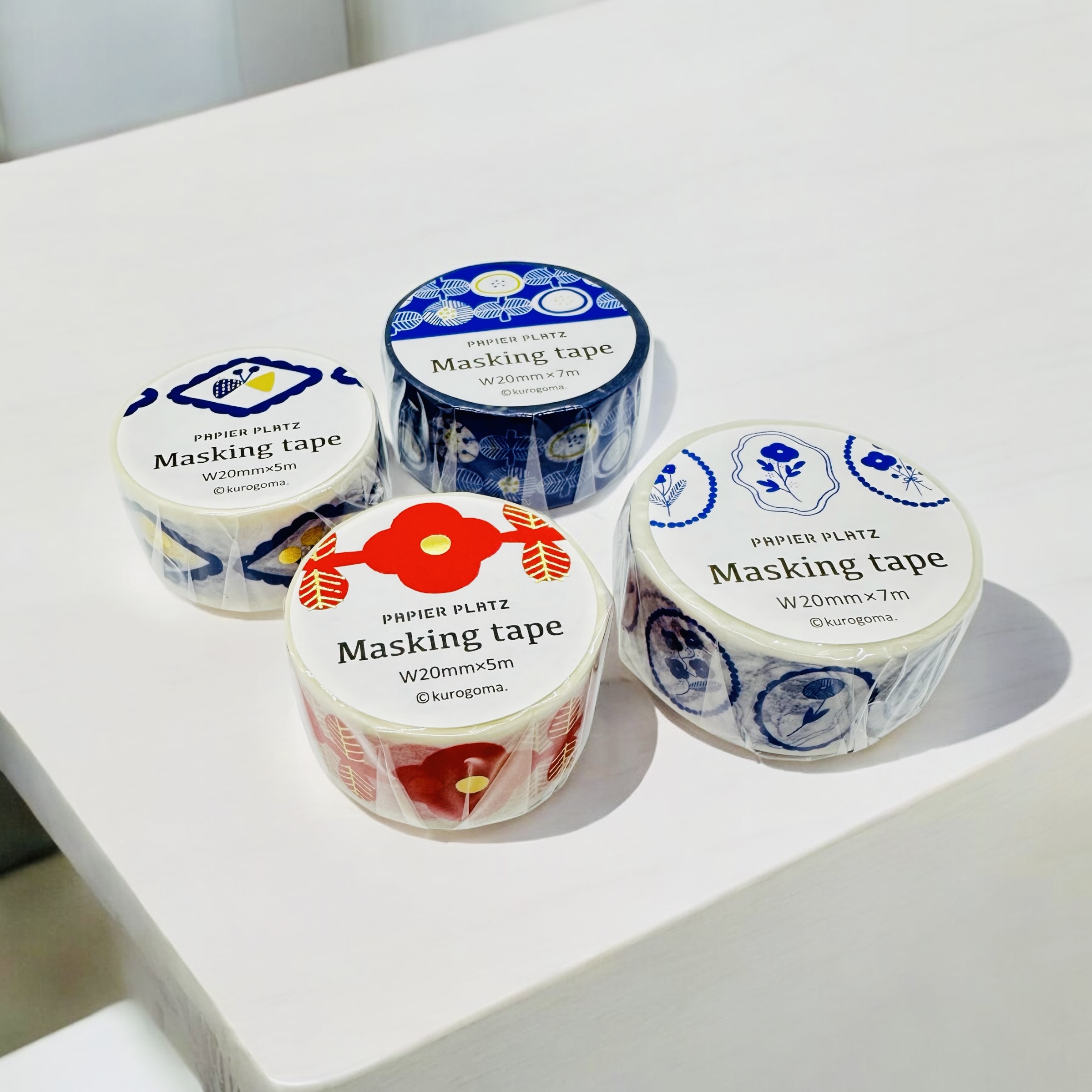 パピアプラッツのkurogoma.さんデザインのマスキングテープ、販売中です✨