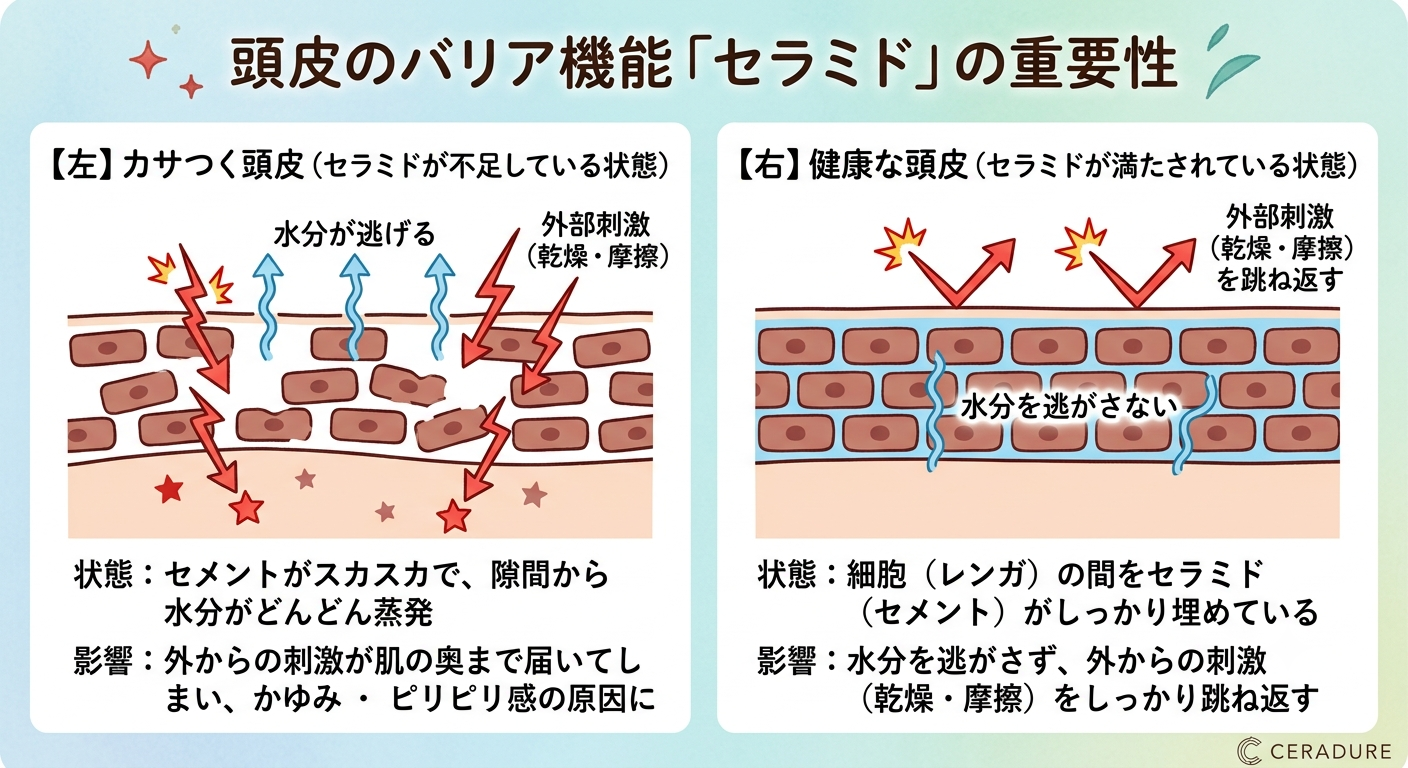 すこやかな頭皮と髪のために、なぜ私たちが「セラミド」を選んだのか？
