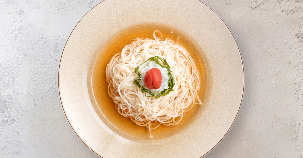 梅しそおろしそうめん|休日のお昼ごはん