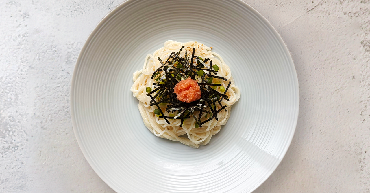 明太クリームそうめん|休日のお昼ごはん