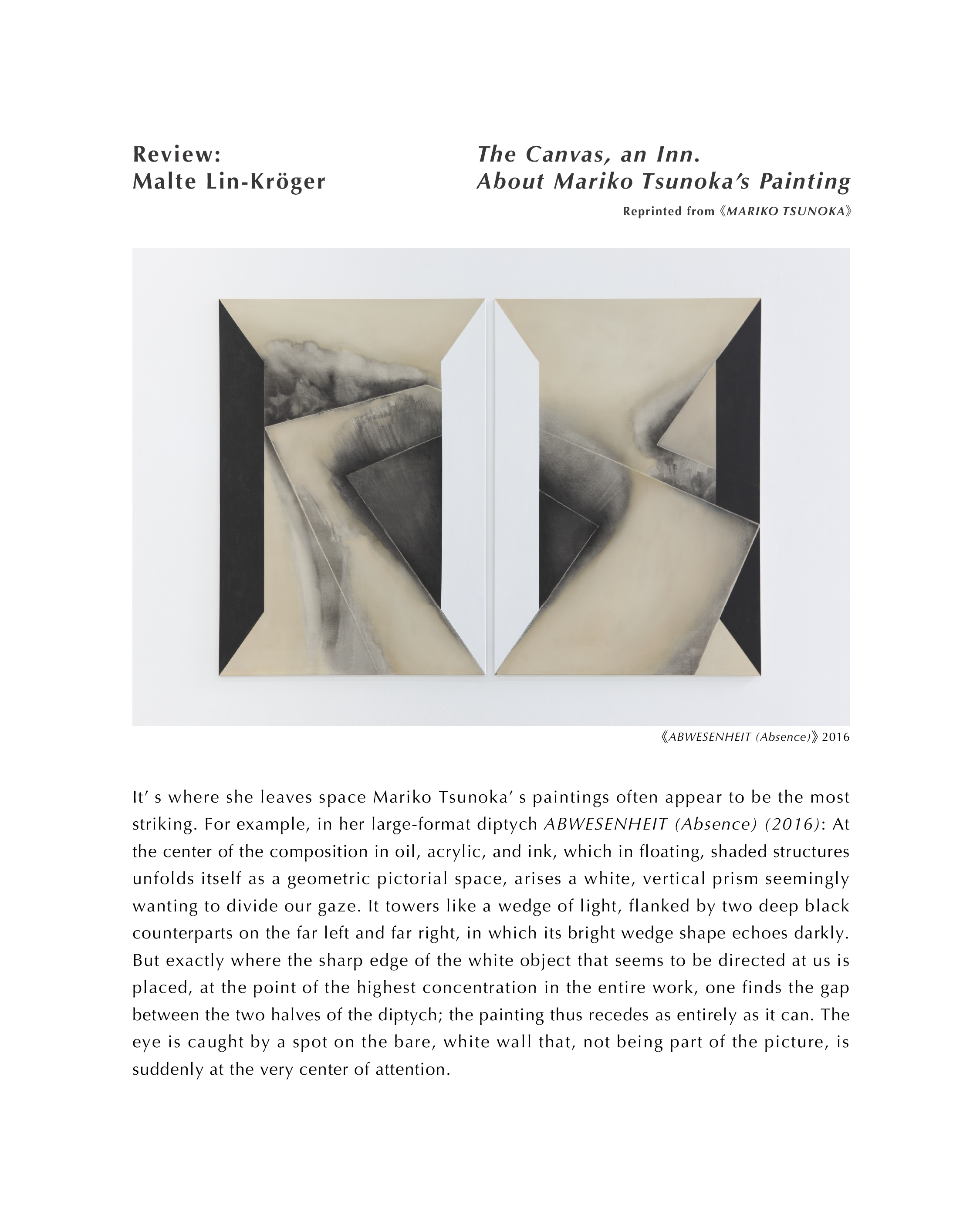 The Canvas, an Inn. About Mariko Tsunoka’ Painting