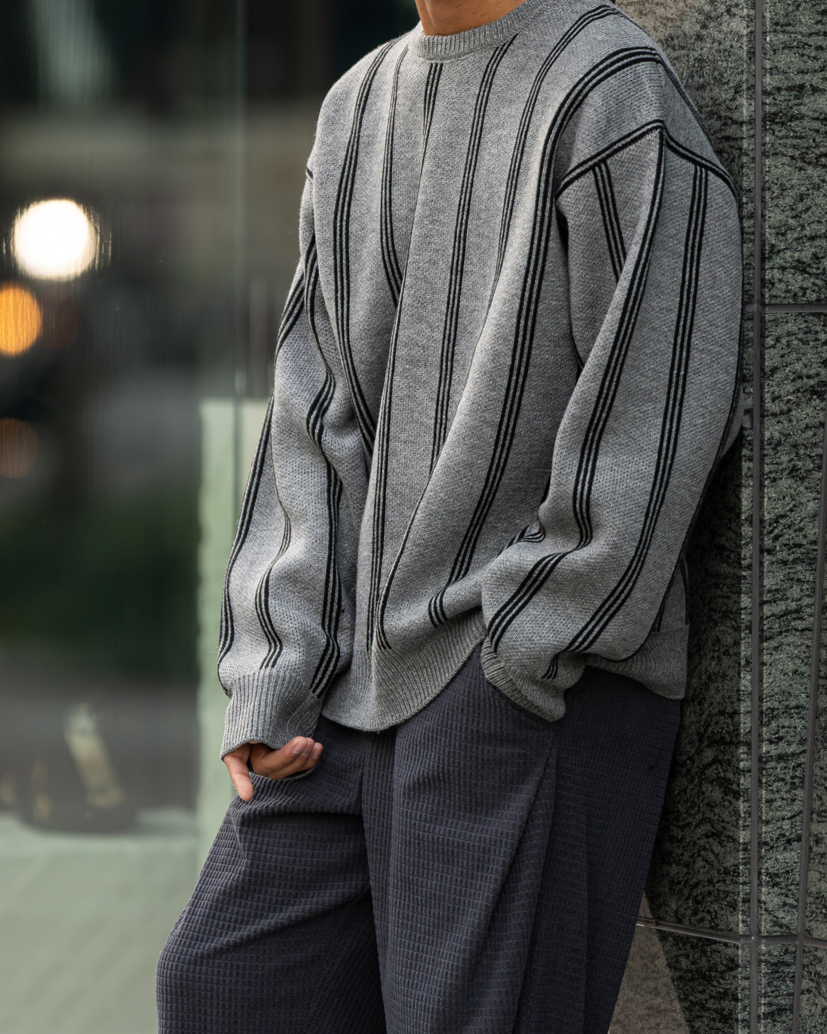 洗練ストライプでいつものニットを格上げ|Stripe Jacquard Knit Pullover