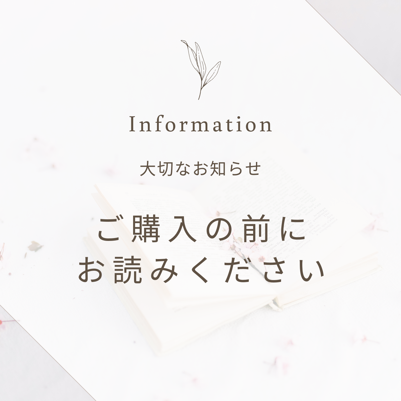 ご購入前に必ずお読みください