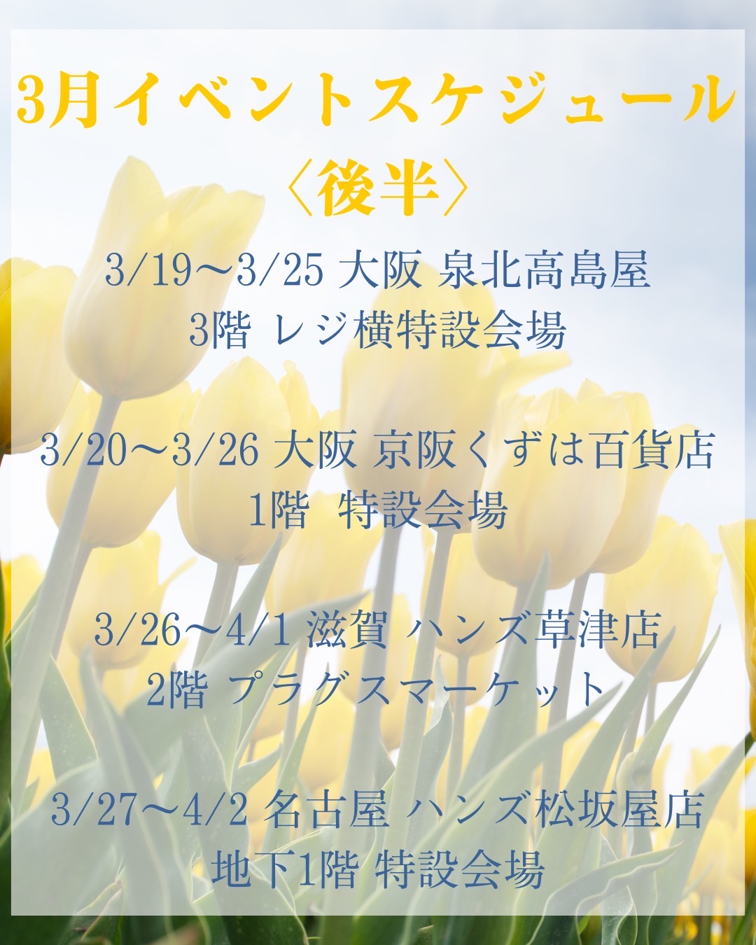 3月後半のスケジュールです