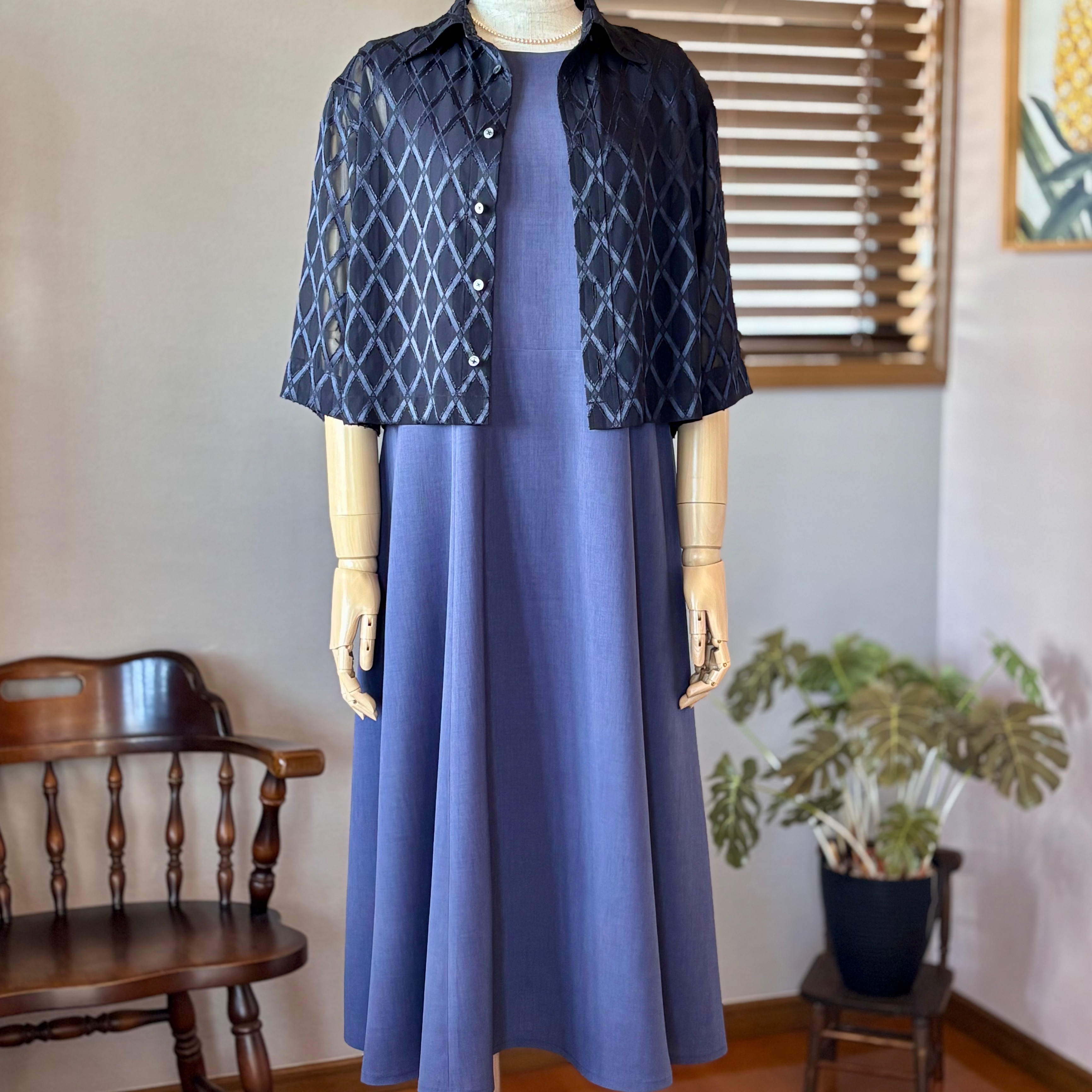 シフォンカットジャガード①と接触冷感ナチュラルストレッチを使ってブラウスとワンピースを作ってみました