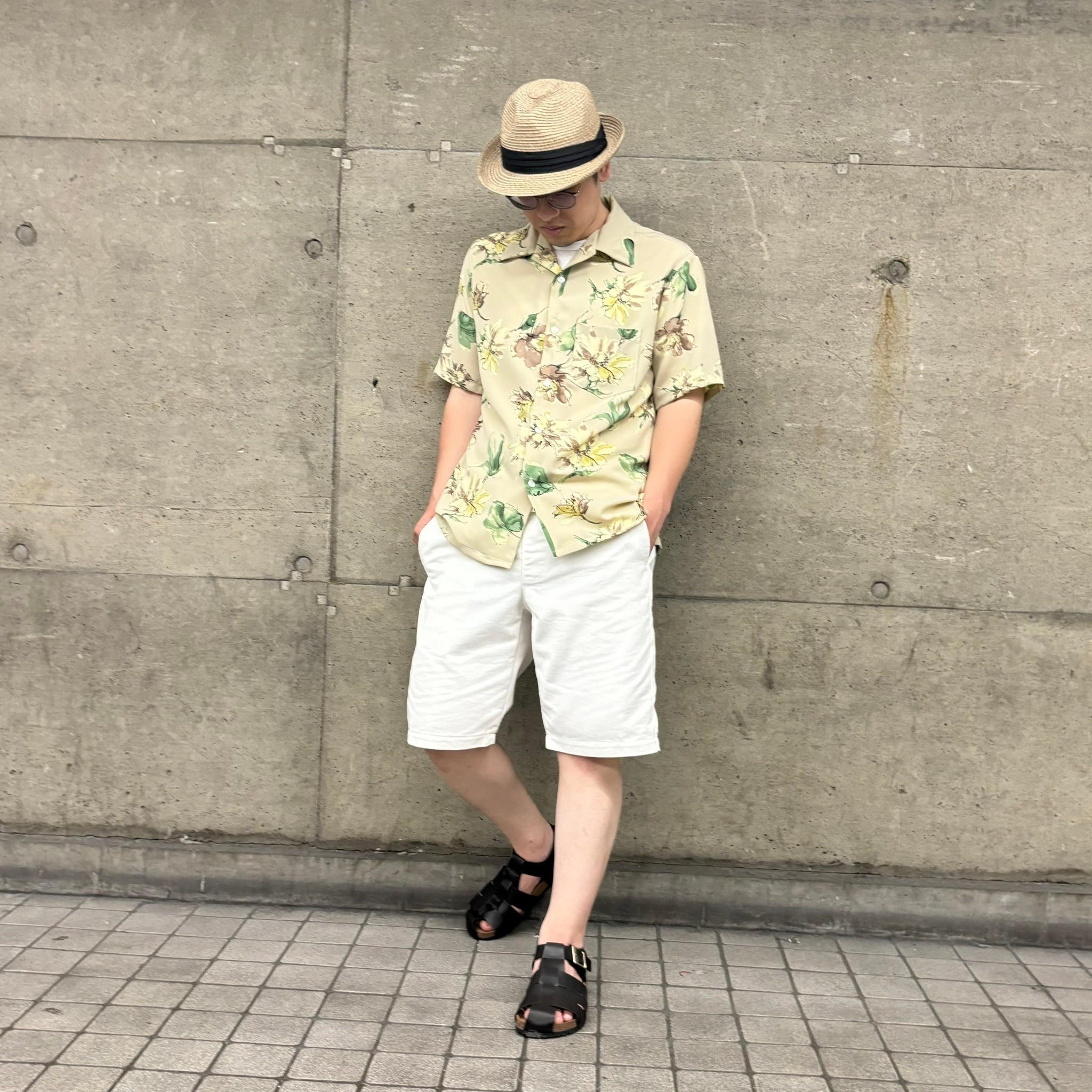 ストレッチ【花柄】を使ってメンズシャツを作ってみました