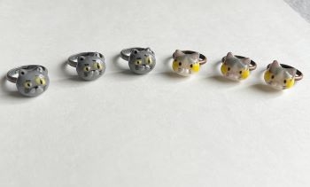 完成！ぷっくり♡ねこ指輪＆つんやり☆ねこピンバッジ