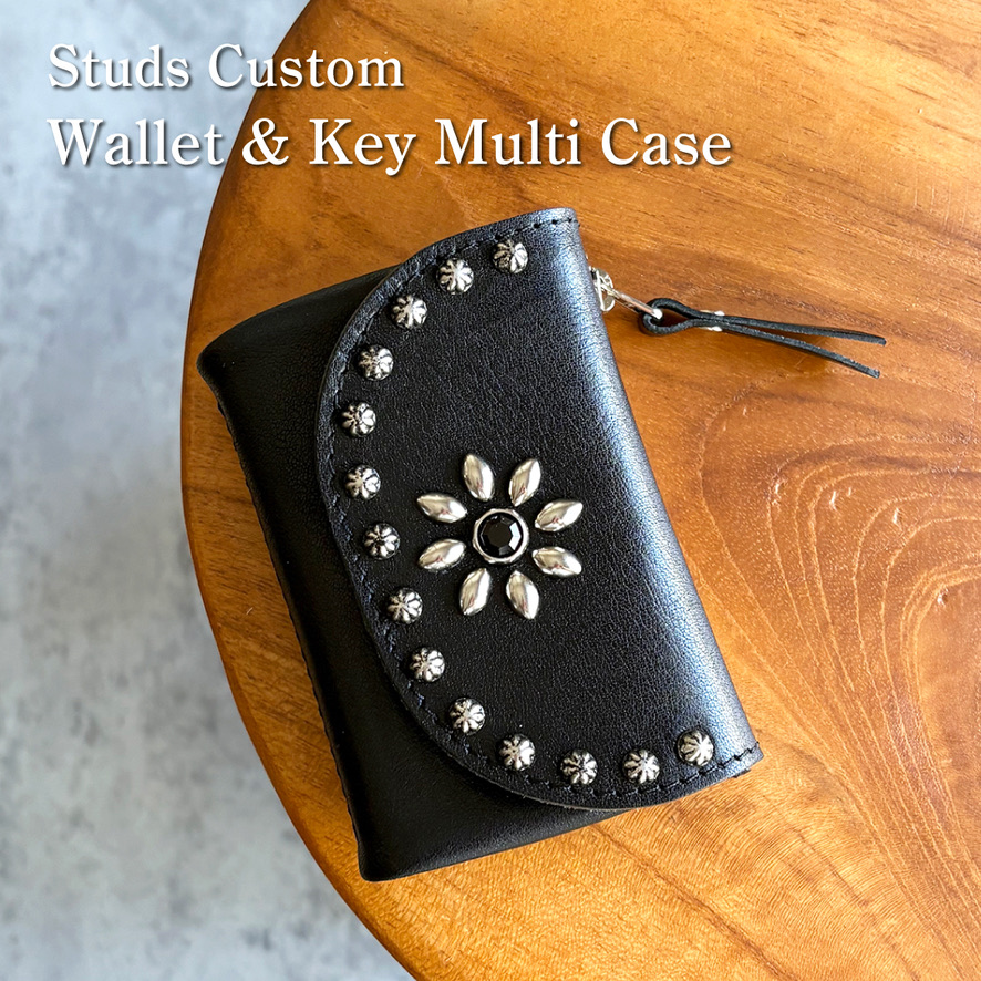 【再入荷のお知らせ】栃木レザーキーケース マルチケース フラワースタッズカスタム