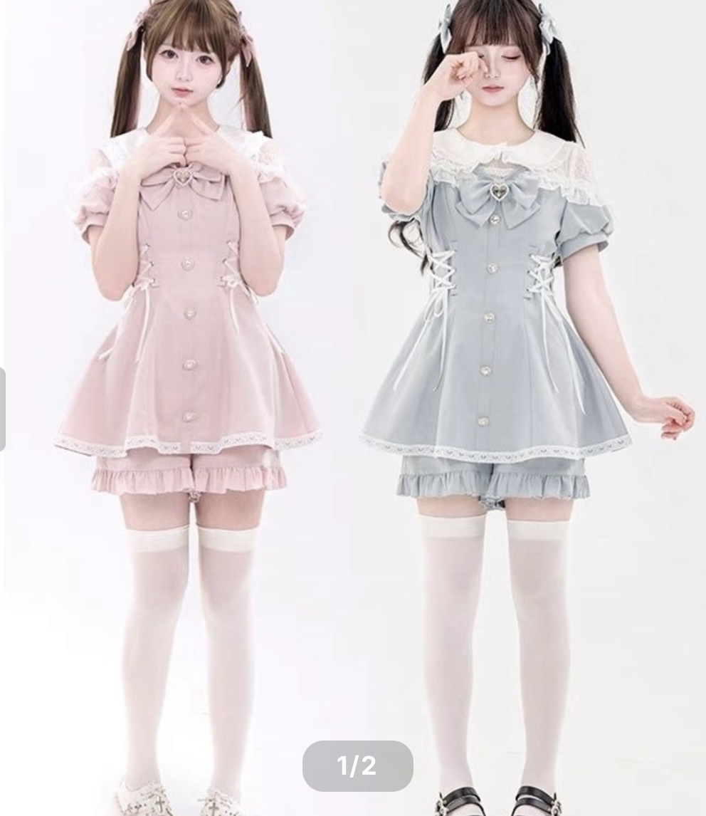 圧倒的ヒロイン級♡地雷系・量産型女子のためのレースアップセーラーセットアップ【双子コーデ】