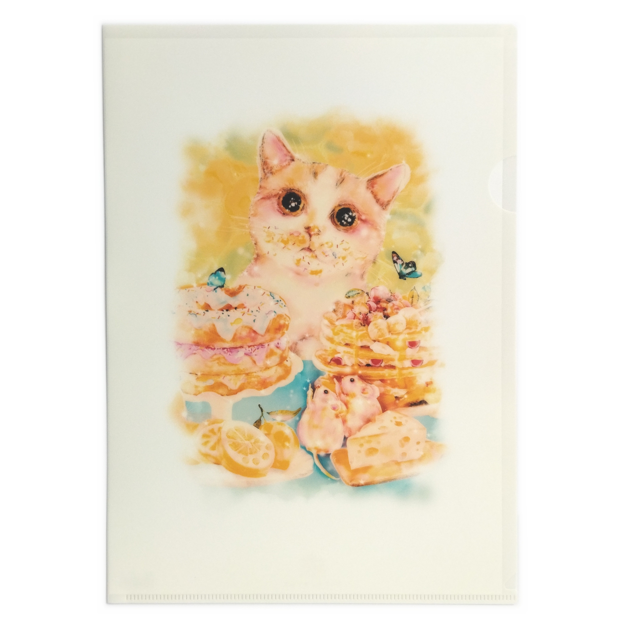 【新入荷】 ねこモチーフのクリアファイル(A4)　-たべてないよ。-