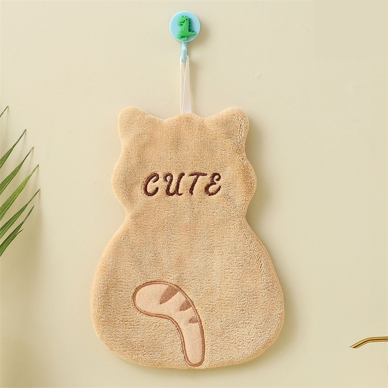 【新入荷】 ねこモチーフの手拭きタオル　-CUTEブラウン猫-
