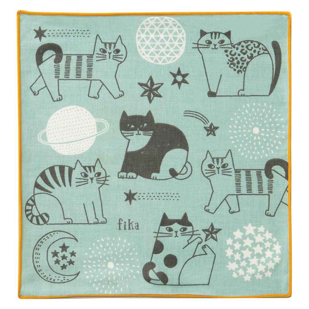 【新入荷】 ねこモチーフのハンカチ　-猫と星-