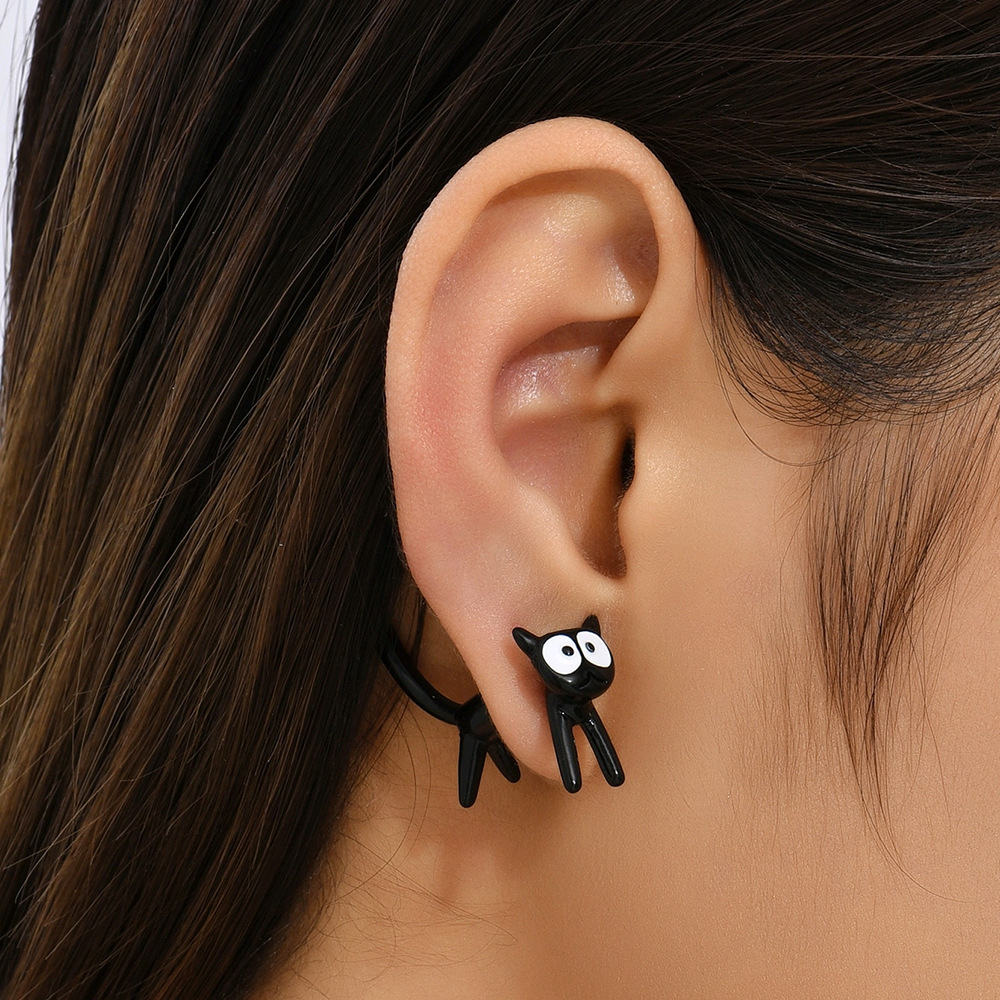 【新入荷】 ねこモチーフのピアス　-黒ねこフルボディ-