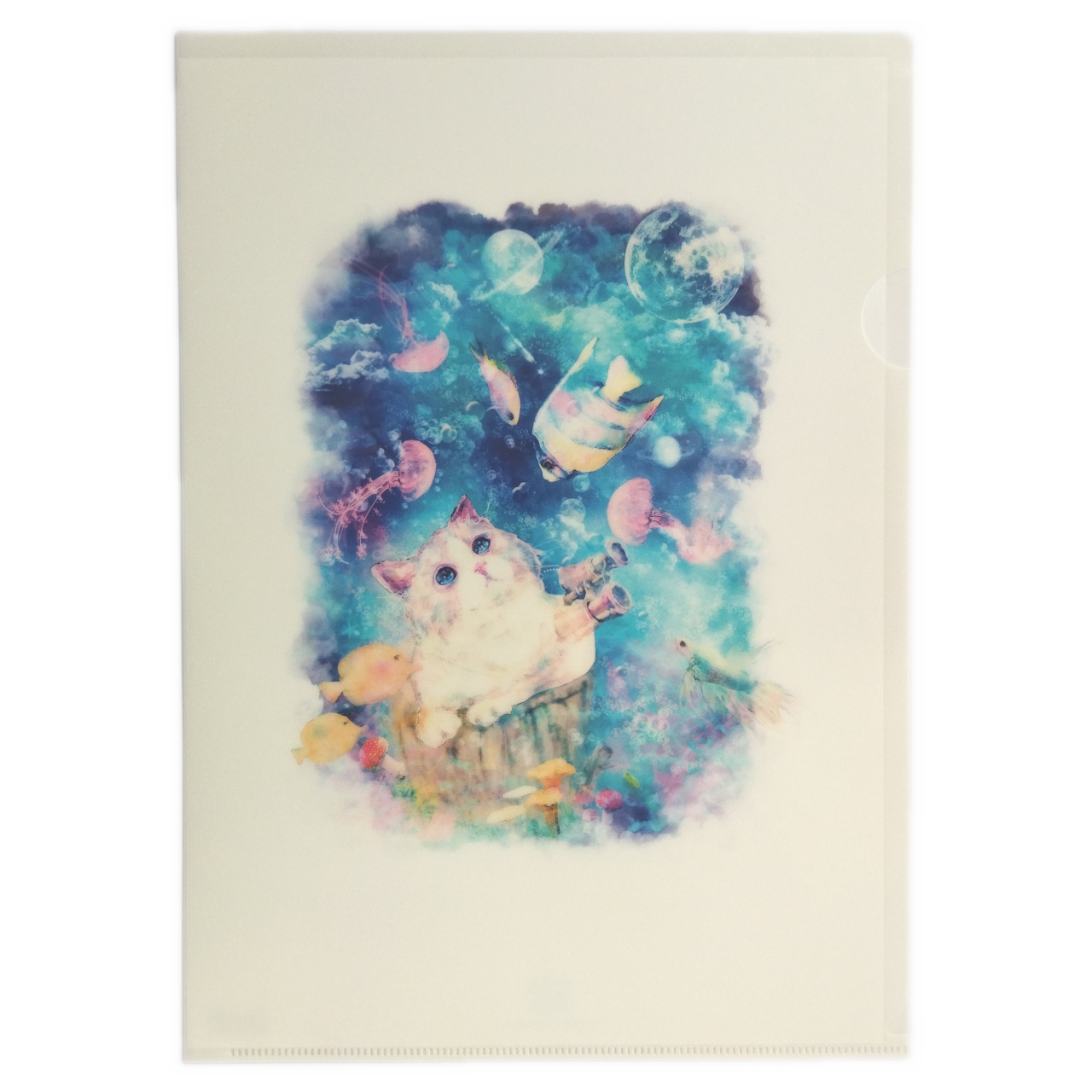【新入荷】 ねこモチーフのクリアファイル(A4)　-お魚さん はじめまして-