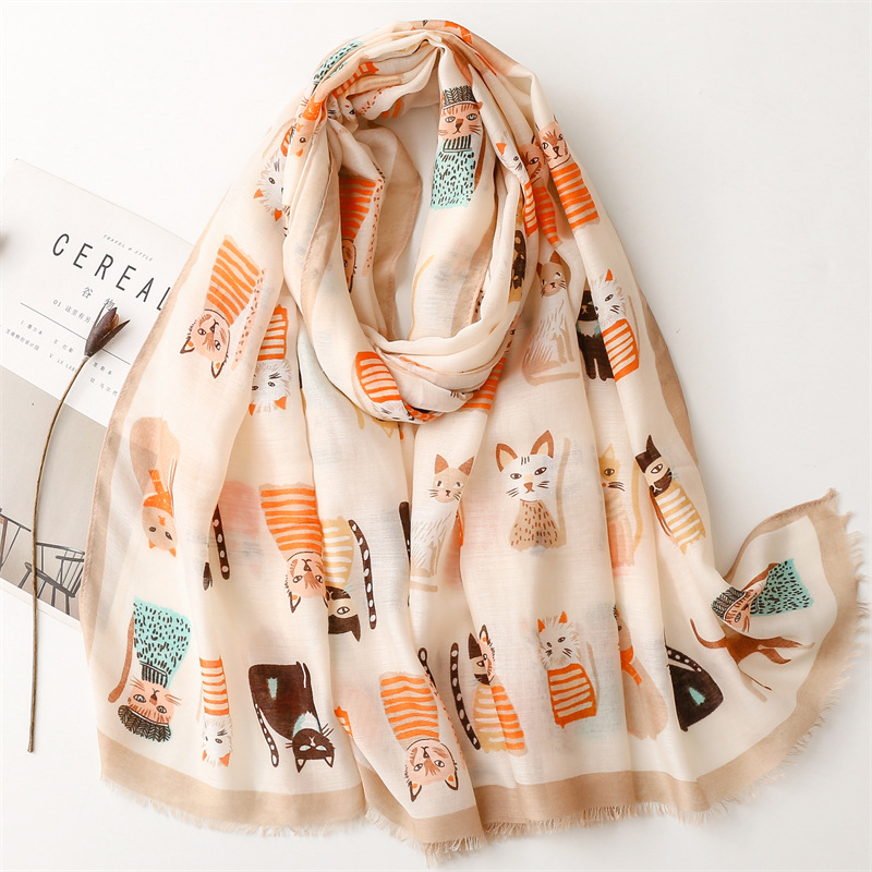 【新入荷】 ねこモチーフのストール（春夏）