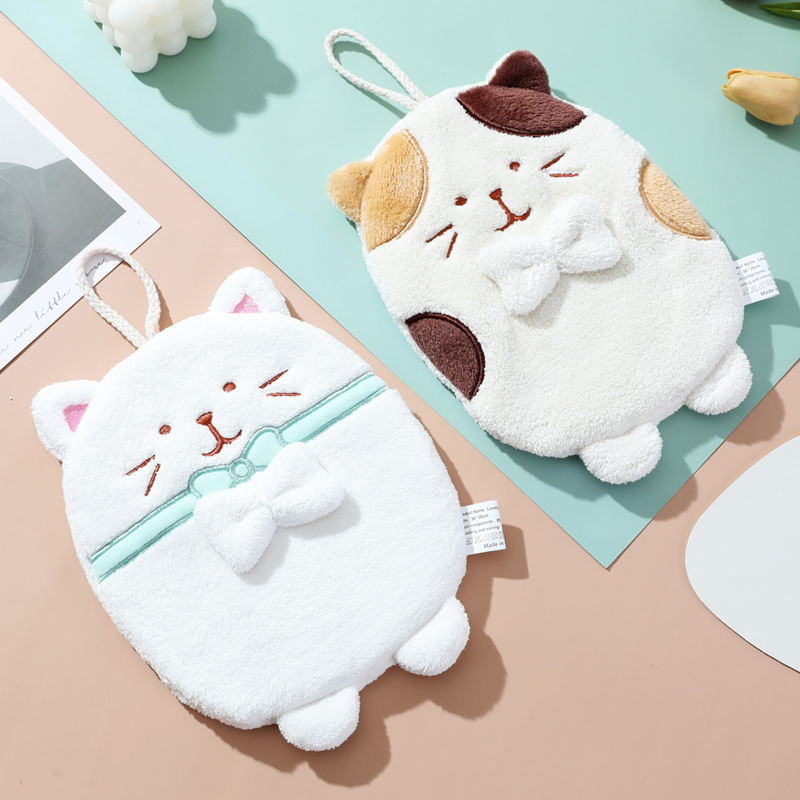 【新入荷】 ねこモチーフの手拭きタオル　-まあるいオシャレ猫-