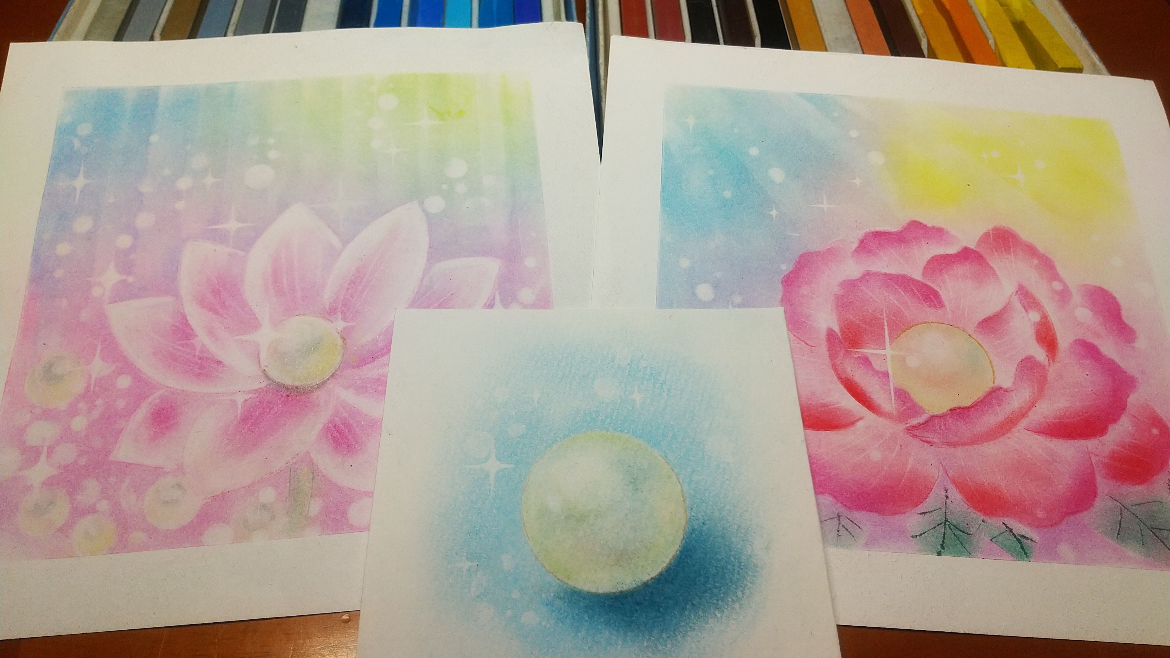 パステルで真珠を描くのがマイブーム