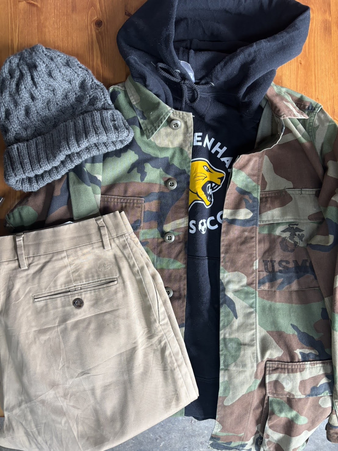 ラッセル　カレッジパーカー ×　BDU カモフラジャケット SMALL-LONG