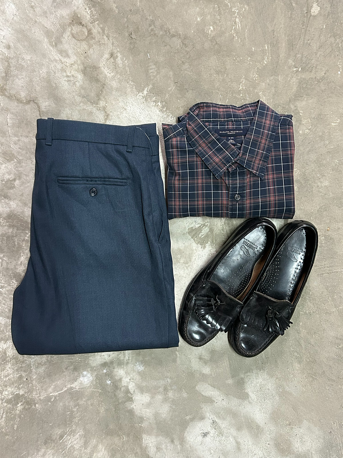 BANANA REPUBLIC　長袖チェックシャツ ×　FOLIO-FLEXスラックス ！！