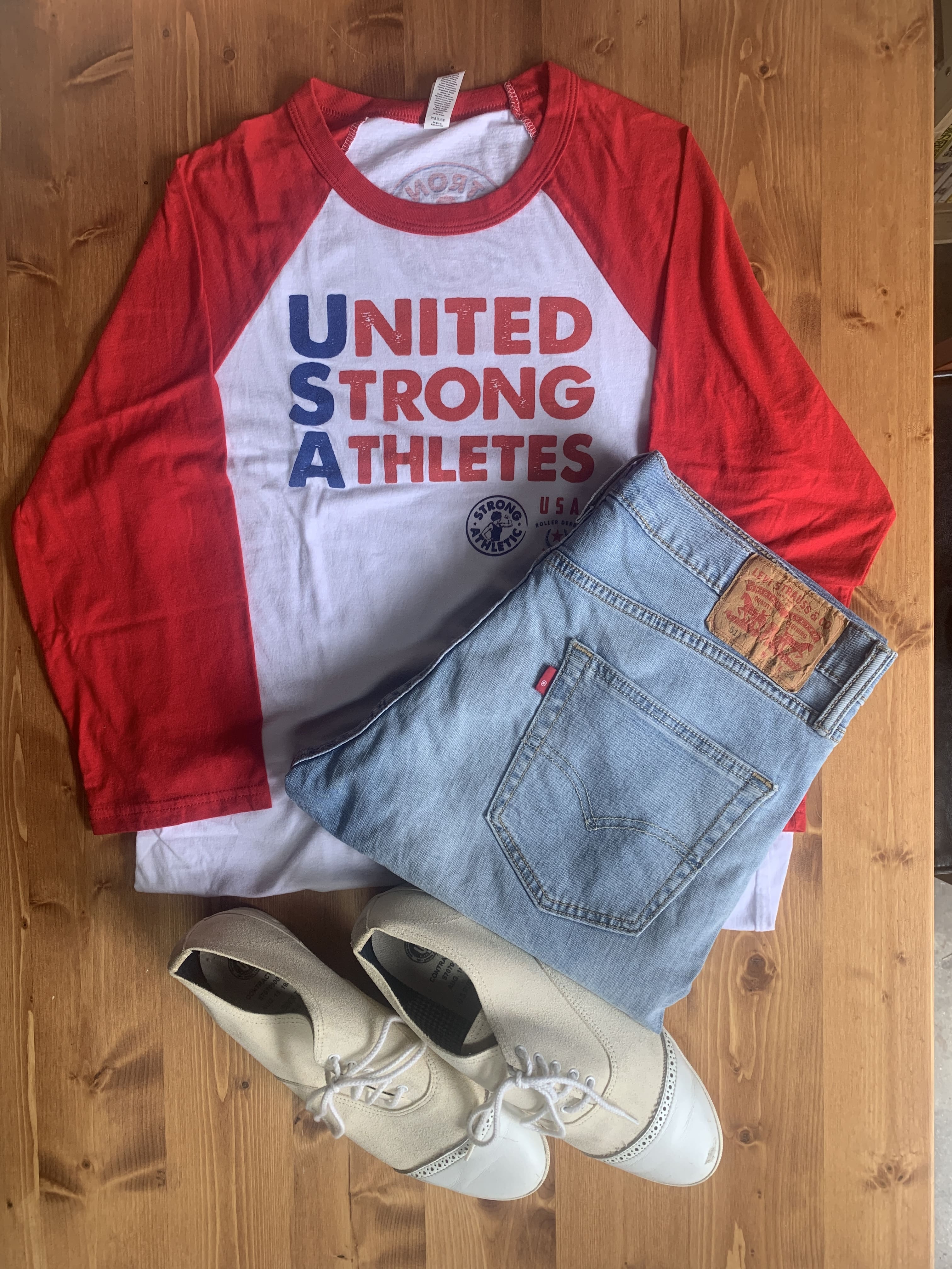 USA！！七分袖 ラグランプリントTシャツです！！よろしく～～
